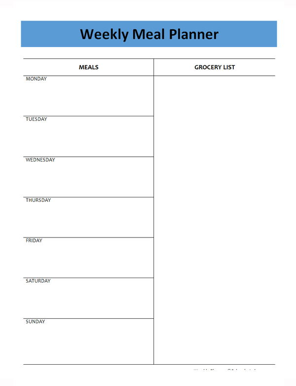 Printable Weekly Meal Planner With Grocery List